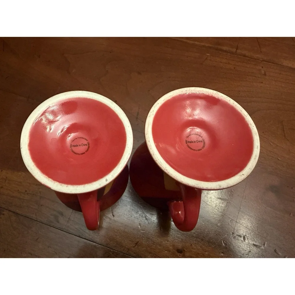 Pair Frangelico‎ Liqueur Red Abstract Demitasse Espresso Cups